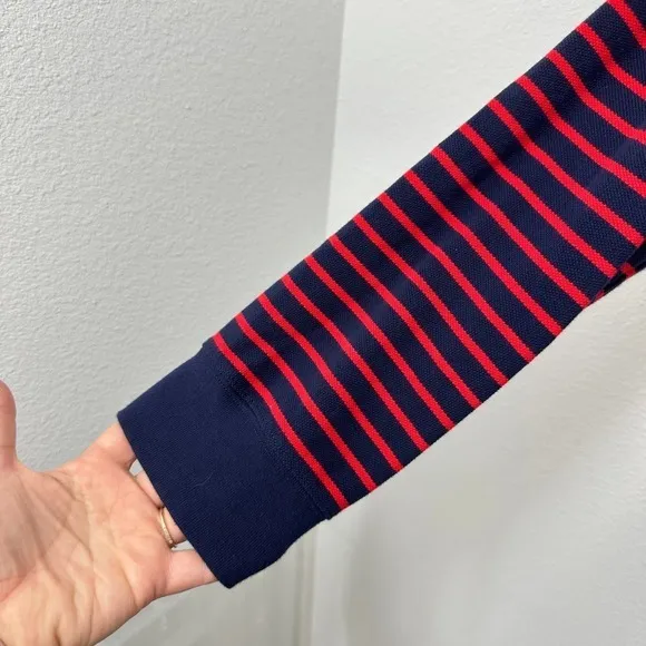 Brooks Brothers XL 1/4 Zip Pullover‎ Long Sleeve Shirt Red Navy Striped Classic - Image 5