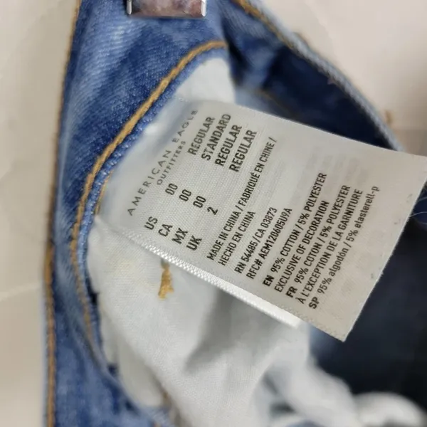 American Eagle Blue Distressed Mom Jean Ripped Knee Fashion - Image 6