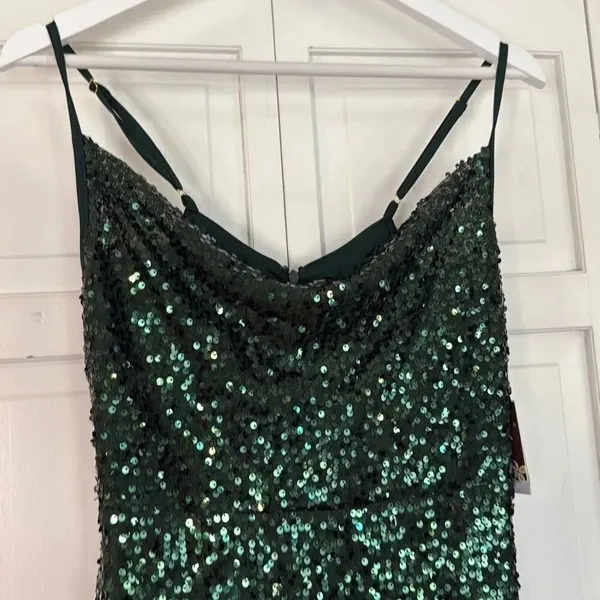 Taylor NWT green sequin cowl neck midi dress 6 - Image 6