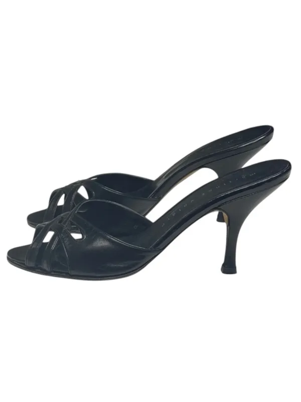 Martinez Valero ☻︎ Sexy Cut Out Kitten Heeled Mules ☻︎ Luxe Black Leather ☻ 6.5M - Image 6