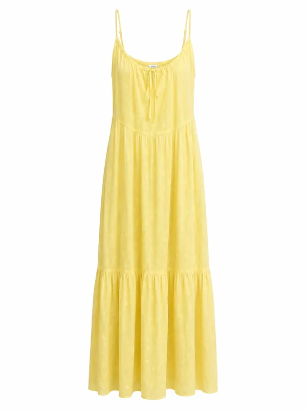 Old Navy Yellow Embroidered Tiered Maxi Dress Pockets Women’s L - Image 2