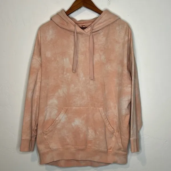 Free People Quartz City Tie Dye Oversized Hoodie Peach Pink Medium - Image 2