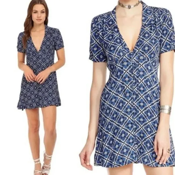 ✨Free People blue Melody Easy print mini dress✨ - Image 2