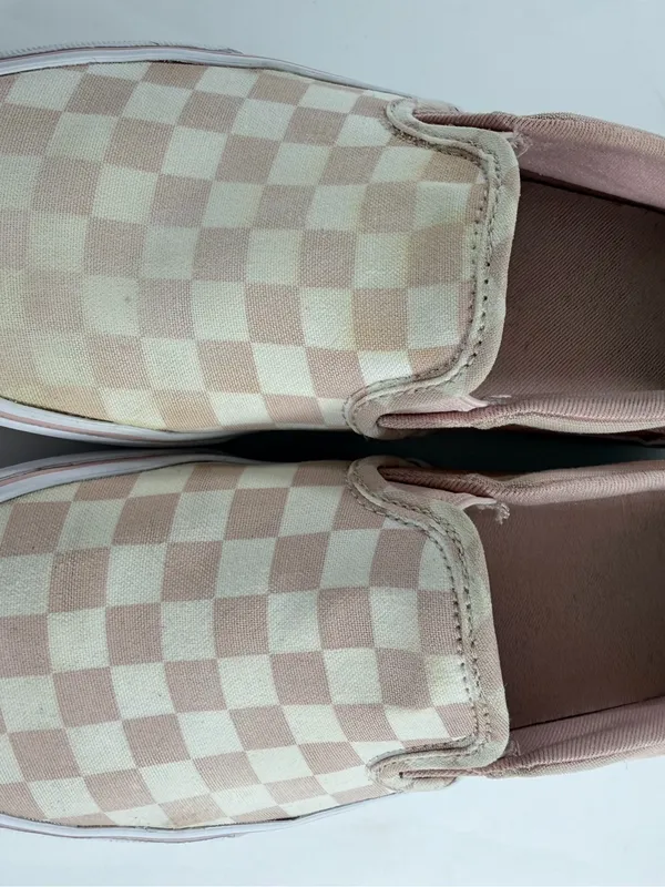 Vans Classic Slip On‎ Checkerboard Blush Pink Canvas Skater Shoes Womens 6.5 - Image 5
