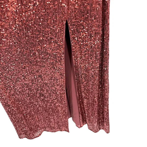 NW Nightway‎ Size 4 Sequin Maxi Dress Off the Shoulder Slit Evening Event Gown - Image 5