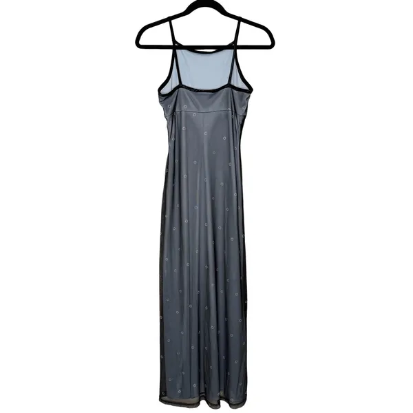 Vtg 90s Mesh Overlay Column Maxi Empire Waist Dress 7/8 Fairy Grunge Whimsigoth - Image 5