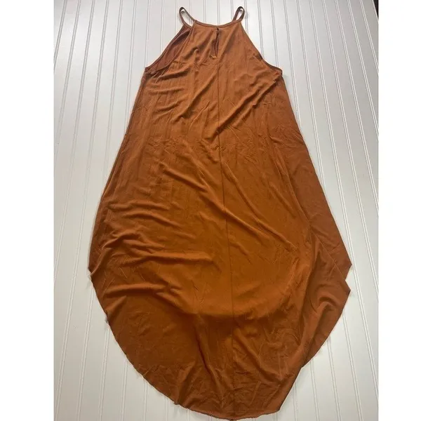 If You Be My Star‎ I'll Be Your Sky Rust Brown High-Low Halter Dress Large - Image 3