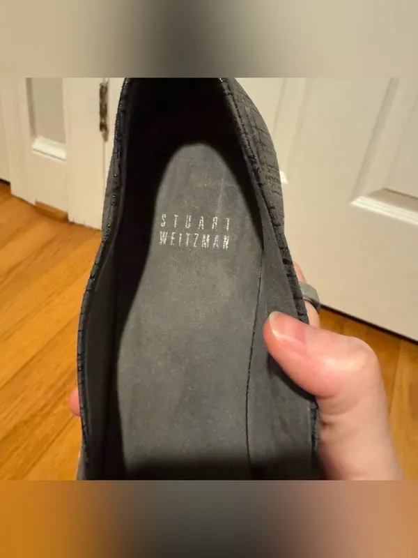 Stuart Weitzman Metallic Grey
Plaid Heels, size 8 - Image 5