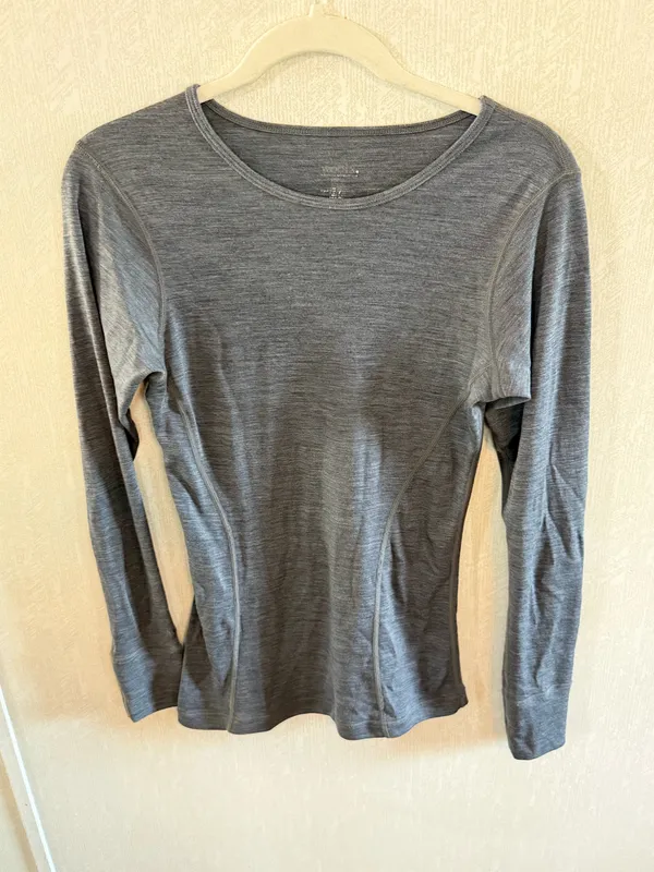 Woolx Women's Merino Wool Long Sleeve Shirt Gray Base Layer Size Small - Image 2
