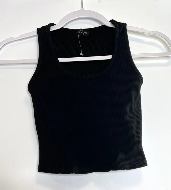 Naked Wardrobe Crop Ribbed Tank Top Small Black - Image 2