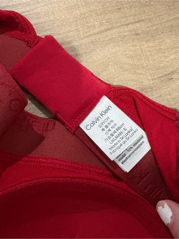 Calvin Klein Logo‎ Modern Cotton Bra metallic red size small - Image 5