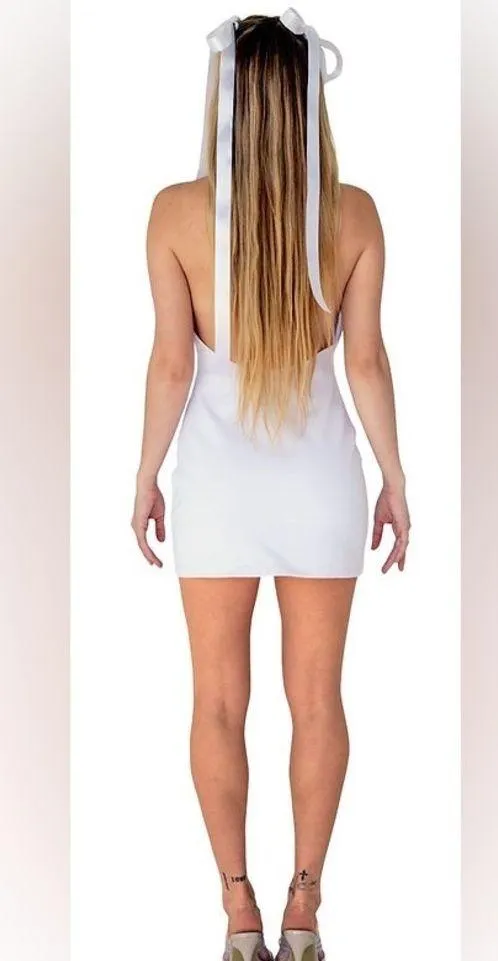 NWOT O’Dolly Dearest Jade White Cutout Halter Mini Dress M Party Club After Prom - Image 6