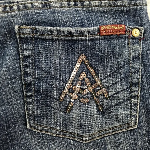 7 For All Mankind A Pocket Rhinestone Cropped Bootcut Jeans Women’s 29 Altered - Image 4