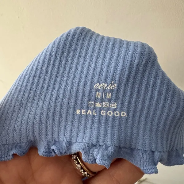 Aerie Real Good Seamless Rib Corset Bra‎ Top Light Blue - Image 5