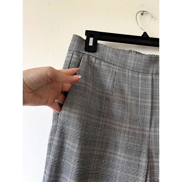 Aritzia Babaton Conan Pants Cropped Gray Check High Rise Pull On Plaid Size 8 - Image 5