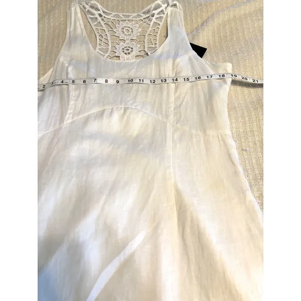Cynthia Rowley Linen Dress White Lace Back Sleeveless Midi Dress NWT Size 14 - Image 6