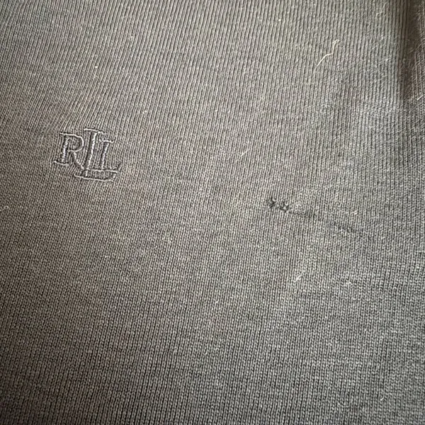 Lauren Ralph Lauren Dark Navy Blue Long Sleeve Crew Neck Knit Top with RL Monogr - Image 4