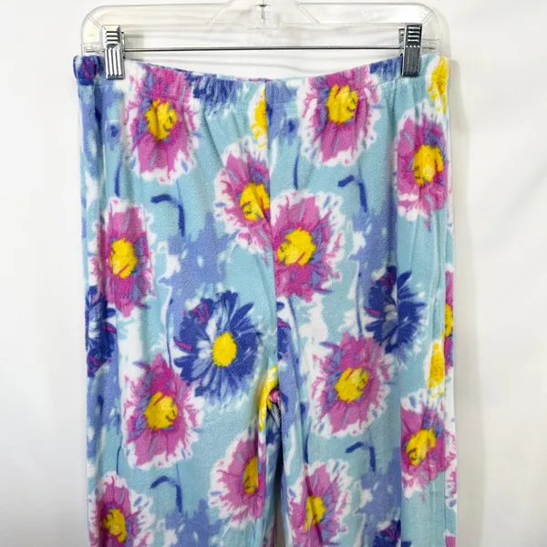 Mayfair Medium Pajama Set Floral Fleece Blue Pink Watercolor‎ Vivid NWT Gift 515 - Image 11