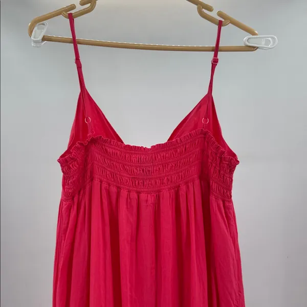 New York & Company Hot Pink sundress maxi tiered Smocked back summer vacation XL - Image 8