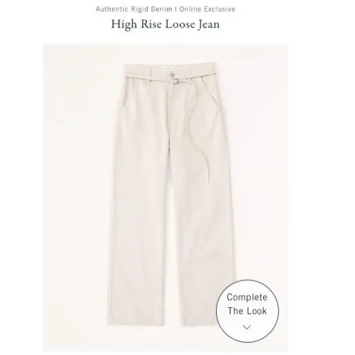 Abercrombie & Fitch The Loose High Rise Jeans Beige Khaki D-Ring Belt 28‎ 6R NWT - Image 11