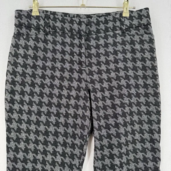 New York & Company 7th Avenue Houndstooth Pants 12 Straight Leg Stretch Preppy - Image 3