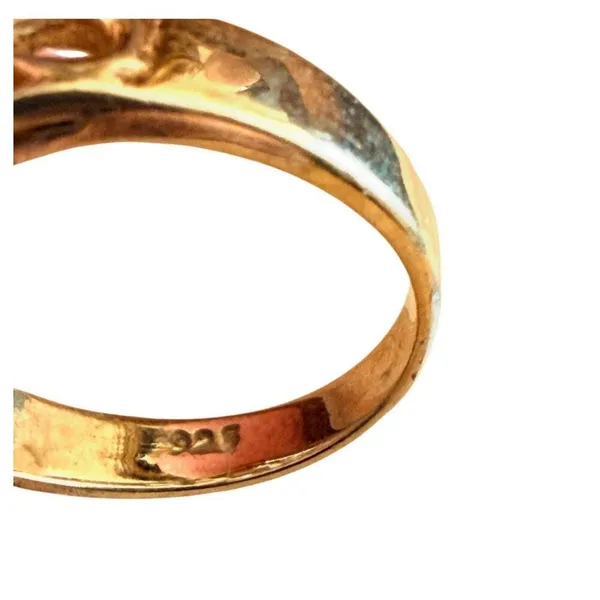 Vintage Sterling Silver Gold Vermeil Filigree Ring Blue Marquise Stone 925 Ring - Image 9