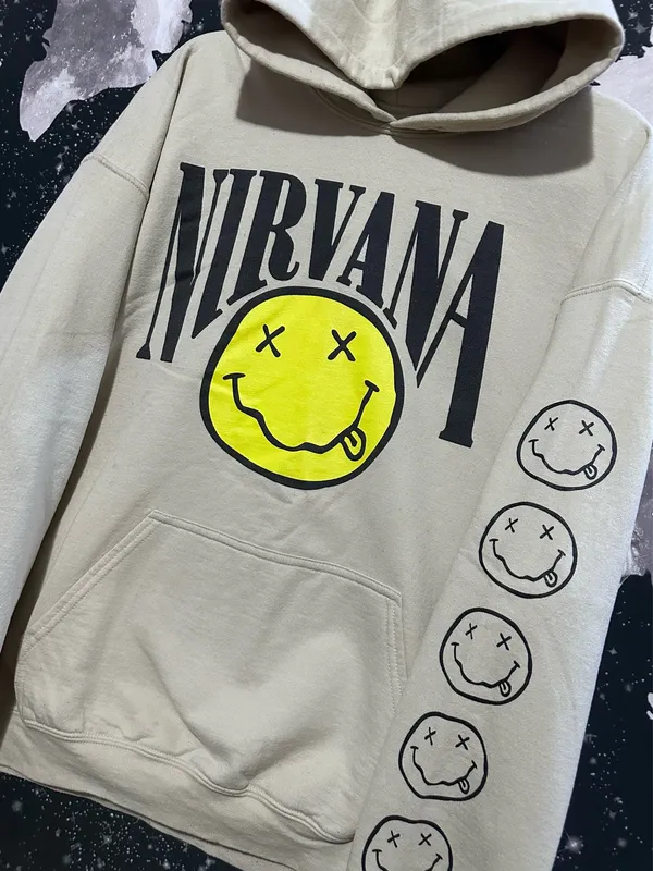 Nirvana Rock Band Smiley Face Logo Hoodie - Image 2