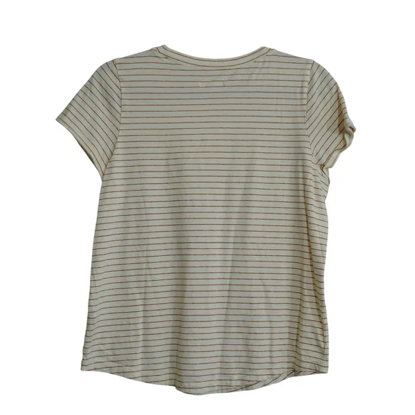 Madewell Women's Size Medium Striped Cotton Crewneck Short Sleeve Tee Cream - Image 4
