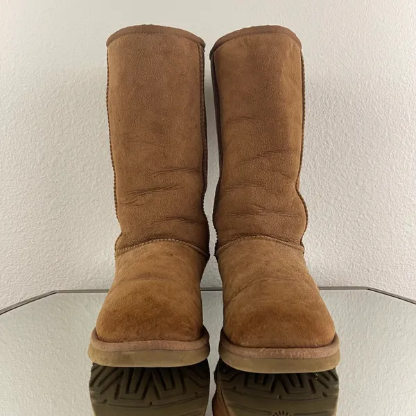 Australia Classic Tall II Chestnut Tan Suede Sheepskin Shearling Wool Boots - Image 8