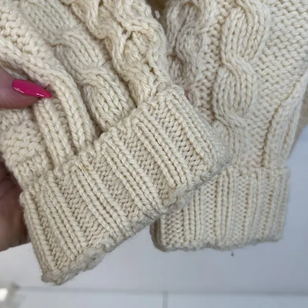 Aran Crafts Size M Full Zip Cardigan Sweater Ireland Fisherman Cable Knit Cream‎ - Image 5