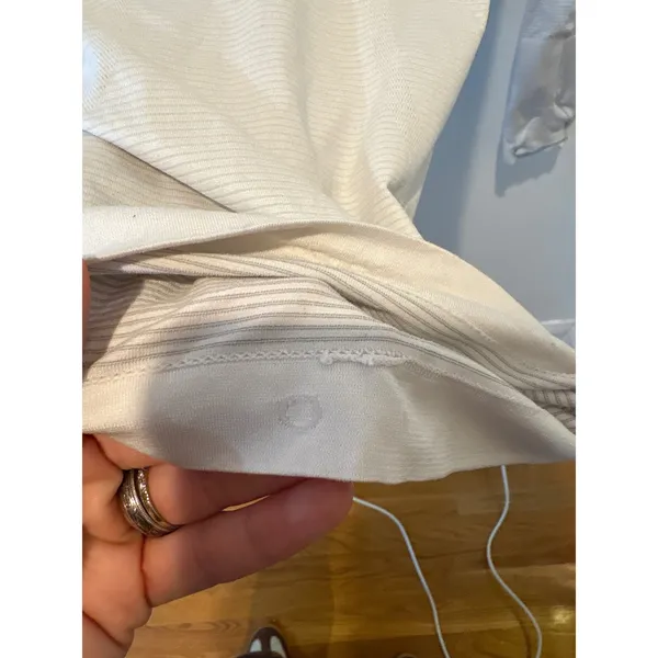 Lululemon Swiftly Tech Long Sleeve 2.0 Shirt White Grey Striped Slim Fit - Image 4