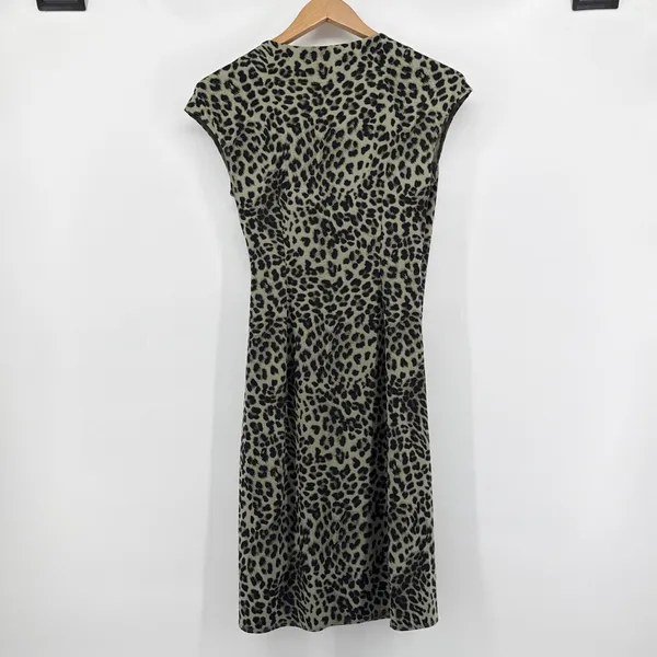 Tommy Bahama Clara Lovely Leo Faux Wrap Dress Small Olive Leopard Nylon‎ Spandex - Image 4