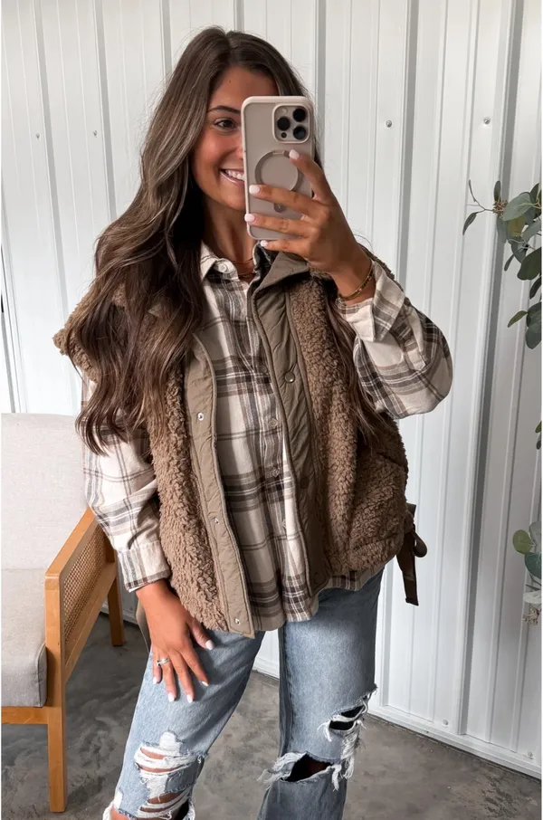 These Three Boutique Brown Sherpa vest - Image 2