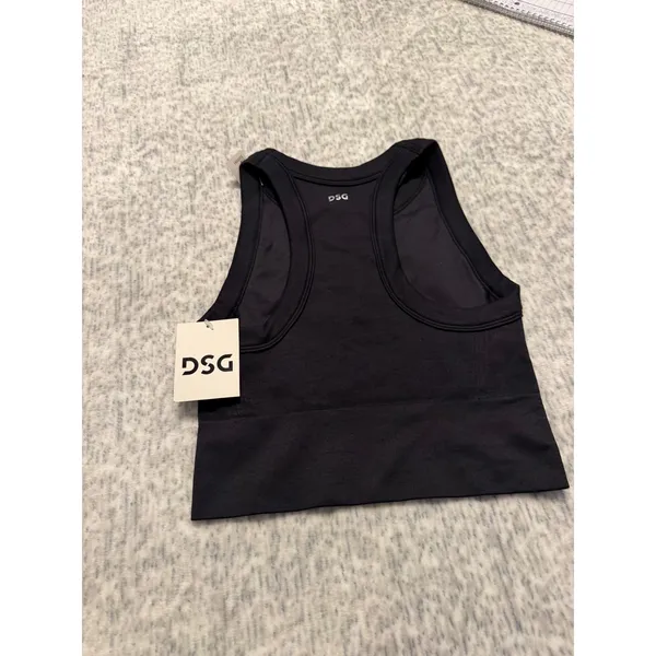 DSG Women Black High Neck Ribbed Seamless Tank Crop Top Low Support‎ NWT size XS - Image 4