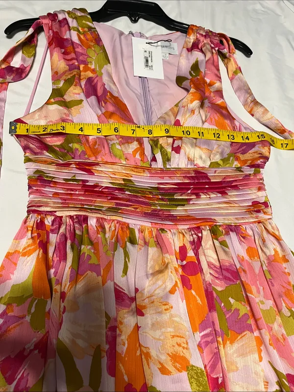 Sugarlips Pink Floral Maxi Dress with Tie-Shoulder Straps - Image 7