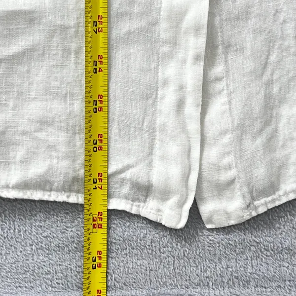 Zara 100% Linen Relaxed Fit Button Down Shirt Oyster White Sz Large‎ Casual Boho - Image 8
