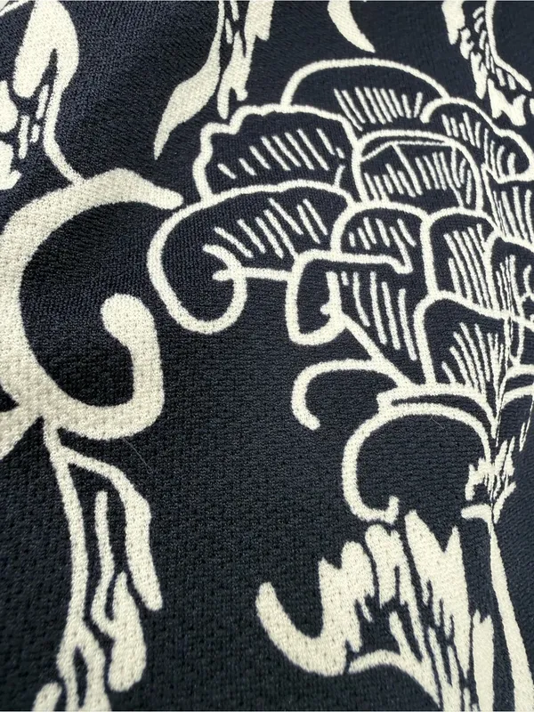 Navy Floral Asymmetrical A-Line Dress with White Trim - Image 2