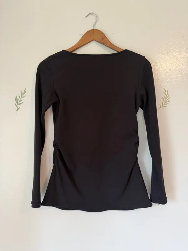 Maternity Black Long-Sleeve Women's Scoop Neck Top - Image 2