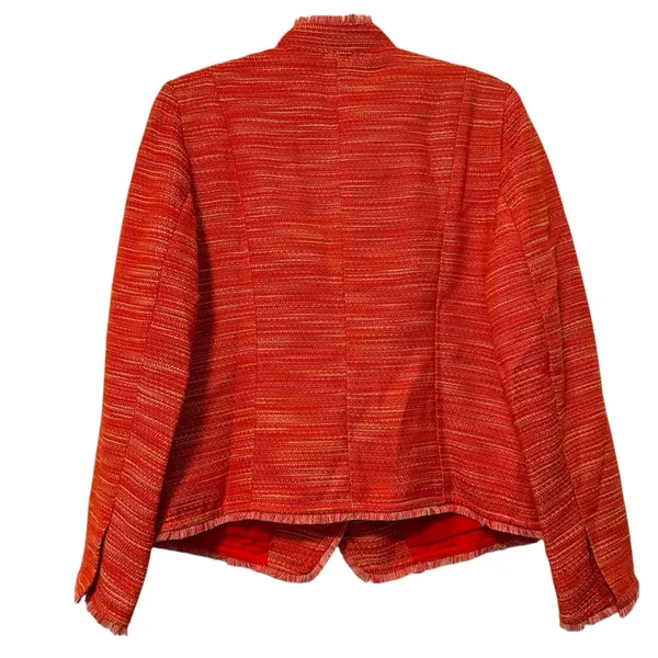 Chico’s Tweed Single Button Full Zip Long Sleeve‎ Jacket Orange Size 0 (4) - Image 7