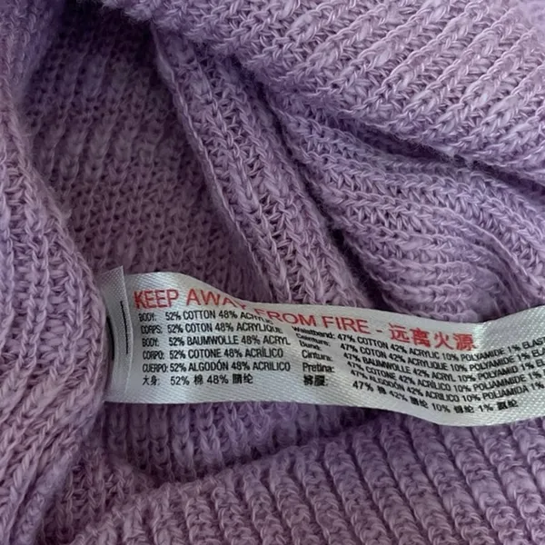 Free People Women's Purple Knitted Crew Neck Long Sleeve Pullover Sweater Top M - Image 5