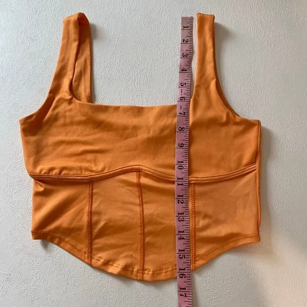 Live In the Moment Orange Crop Tank Top Size M Corset Seam Y2K - Image 6
