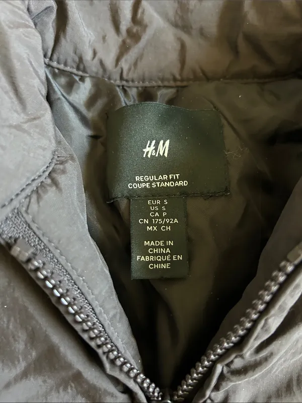 H&M Brown Sherpa Puffer Jacket with Dark Chest Panels - Image 2