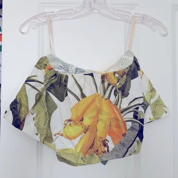 NWT Farm Rio Banana Palm Leaf Crop Top Large Revolve Tube Top - Image 3
