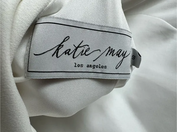 Katie May Pretty Bird Sleeveless Cowl Draped Back Dress Ivory White Small Bridal - Image 7