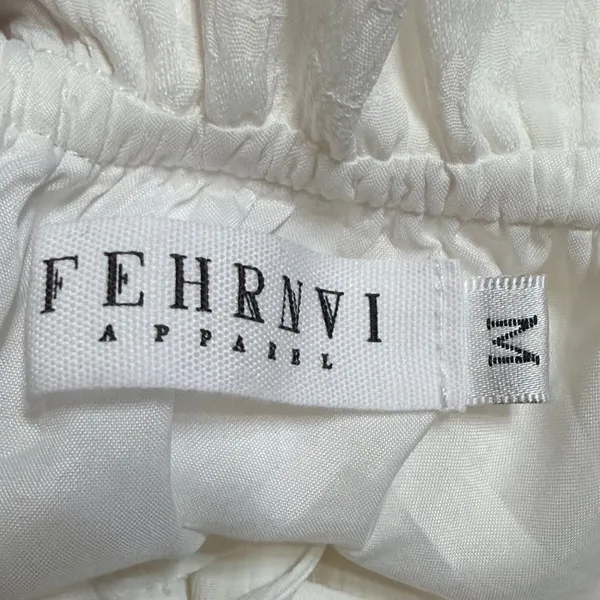 Fehrnvi Apparel White‎ Floral Jacquard Tiered Maxi Dress Long Sleeve Tie Neck M - Image 8