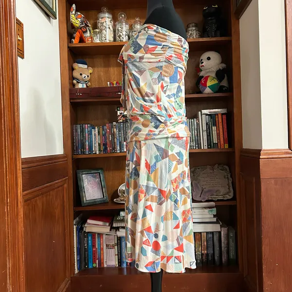 LaRok Strapless Silk Midi Dress Multiple Size L - Image 3
