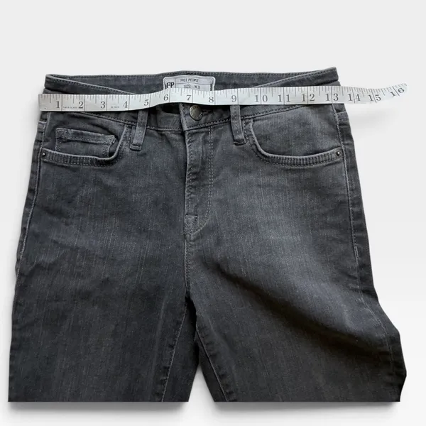 Free People Grey High Rise Flared Jeans Raw Hem W26 61502-16515125 - Image 5