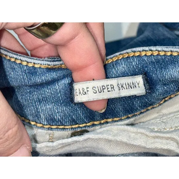 Abercrombie & Fitch The A&F Super Skinny Blue Denim Jeans Womens Size 8 Long 8L - Image 5