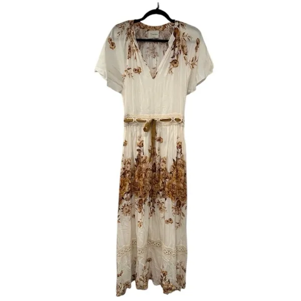 Dixie Brown & Tan Floral Print Maxi Dress(Size Small) - Image 3