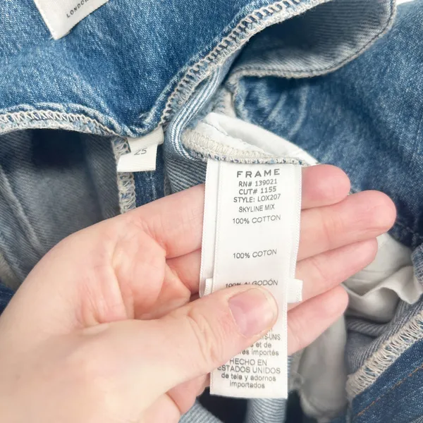 FRAME Womens Skyline Mix Denim Le Overalls‎ Suspender Raw Hem Jeans Size 25 - Image 10